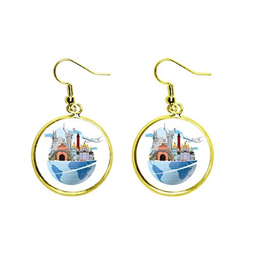Pendientes de avión en oro Landmark Ucrania para mujer, alta joyería elegante con gota colgante