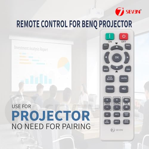 Image of 7SEVEN Compatible BenQ Projector Remote Original Suitable to RS7286 MW732 MX532 MX535 MX550 SP0532 Models - Kindly Match Key by Key Exactly to Replicate Genuine Remote Function