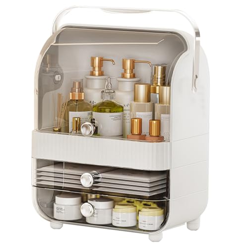 Make up Organiser, Cosmetic Storage Three Layer Multi-Function Makeup Drawer Organisers Beauty Storage Skincare Display Box Case Holder for Countertop Bedroom Vanity Valentine's Day Birthday Gift