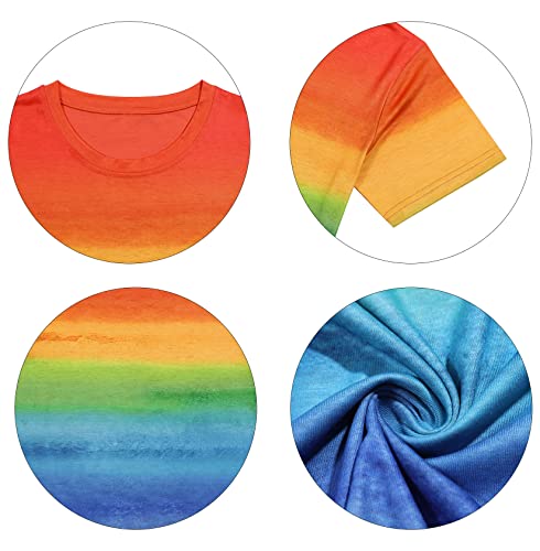 Camiseta feminina de manga curta com estampa de arco-íris LGBT Tie Dye Lésbica Camiseta Casual de Ve