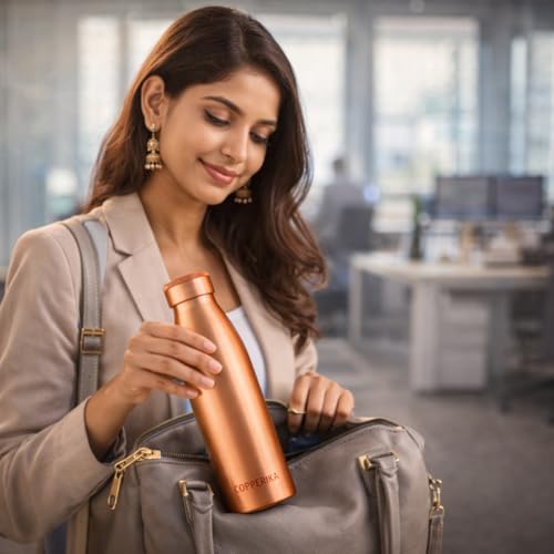 Image of Classic Copper Water Bottle 1 ltr litre + 1 COPPER TONGUE CLEANER FREE Original Tamba Heavy Build | Gift Item | Return GIft Item With Ayurvedic & Other Health Benefits For All Users