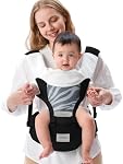 Baby Carrier with Hip Seat, 6-in-1 Baby Carrier Newborn to Toddler for Active Babies, Detachable Hands-Free Infant Carrier for 7-44lbs, All Seasons Toddler Carrier (Black)