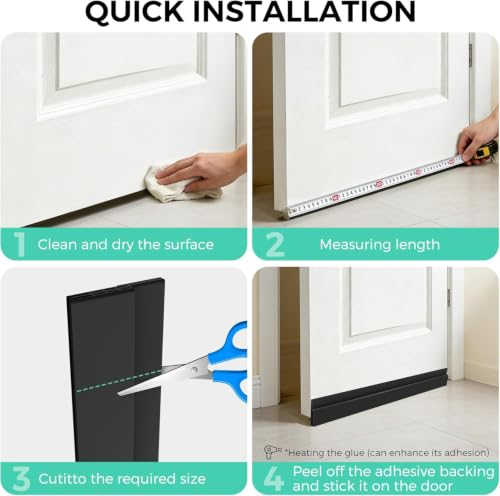 Image of TEKCOOL Silicon Door Bottom Sealing Strip | Self Adhesive Gap Filler Rubber | Door Bottom Sealing Strip Guard | Protector from Cockroach, Insect, Bugs, Air & Dust | (39 Inch, Black);