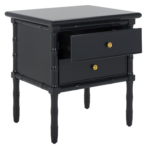 SAFAVIEH Furniture - Niah 2-Drawer Nightstand - Navy & Gold - Wood - Glam Hardware Design - Ideal...