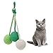 JOROBURO Cat Yarn Balls, Comfortable Grinding Claws Bite Resistant Interactive Chewing Cat Rattle Ball, Sisal Touch Grinding Claws Cat Balls Cat Interactive Toys for Cats Kittens (Green,