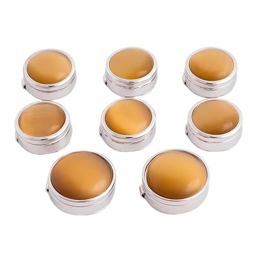 8pcs Shirt Button covers Men Button cover Cats Eye Effect Button cover Dress Shirt and Tux Shirt Accessories Shirt Studs alternatives Birthday Christmas Wedding Gifts(Silver yellow)