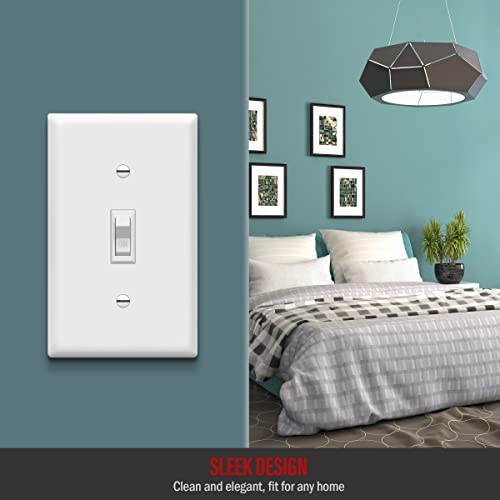 ENERLITES Toggle Light Wall Plate Bundle, Single Pole Electrical Switch, 15A 120-277V, Grounding Screw, Residential Grade, UL Listed, 88115-WWP-10PCS, White, 10 Pack by ENERLITES - Image 5