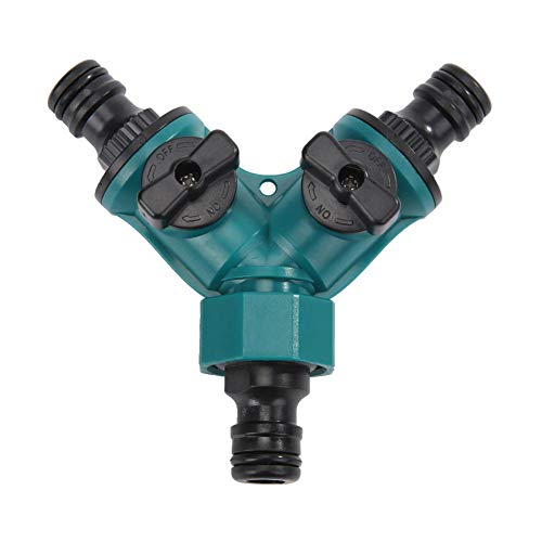 Gartenschlauch-Splitter-Set, 2-Wege-Schlauchverbinder, Y-Ventil für Gartenschläuche, für gleichzeitigen Anschluss von zwei Geräten, beide Ausgänge regulierbar Cover