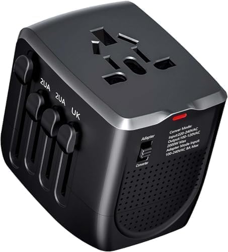 Image of International Travel Adapter Voltage Converter, Step Down 230V to 110V for Hair Dryer, Hair straighteners, All-in-One Power Converter for US to Europe UK AU Asia Over 200 Countries