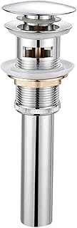 Bathroom Sink Drain with Overflow, Faucet Vessel Vanity Sink Pop Up Drain Stopper Without Strainer Basket, Anti-Clogging (Polished Chrome)