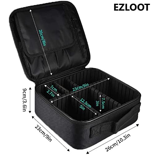 Image of Travel Makeup Case, Professional Cosmetic Train Cases Artist Storage Bag Make Up Tool Boxes Brushes Bags with Compartments Vanity Organizer (10 INCH(1 Layer), Black)