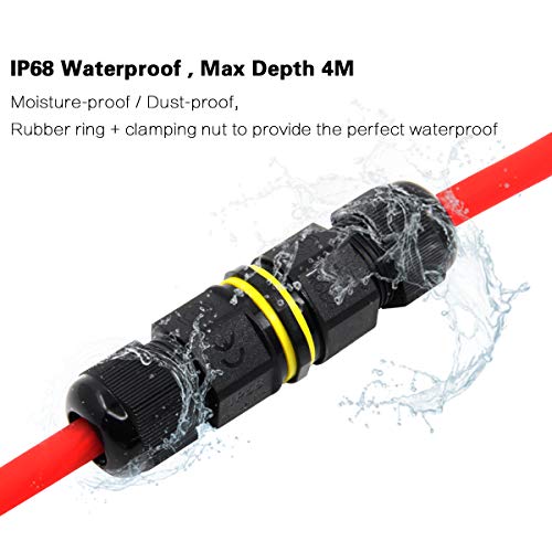 Junction Box Outdoor Underground Waterproof IP68 Electrical Cable Connector 2 Way Plug Wire Range 4 to 12mm 2 or 3 or 4-Pin External Cord Boxes 2 pcs - Thumbnail 3