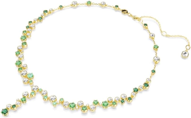 Swarovski Constella Y necklace Mixed cuts, Green, Gold-tone plated