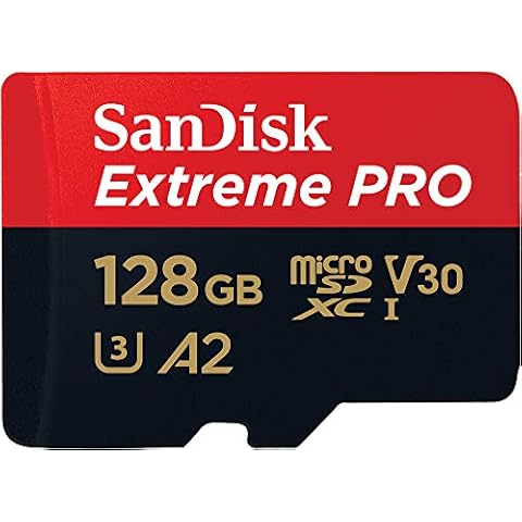 SanDisk 128GB Extreme PRO microSDXC card + SD adapter + RescuePRO Deluxe, up to 200MB/s, with A2 App Performance, UHS-I, Class 10, U3, V30 Cover