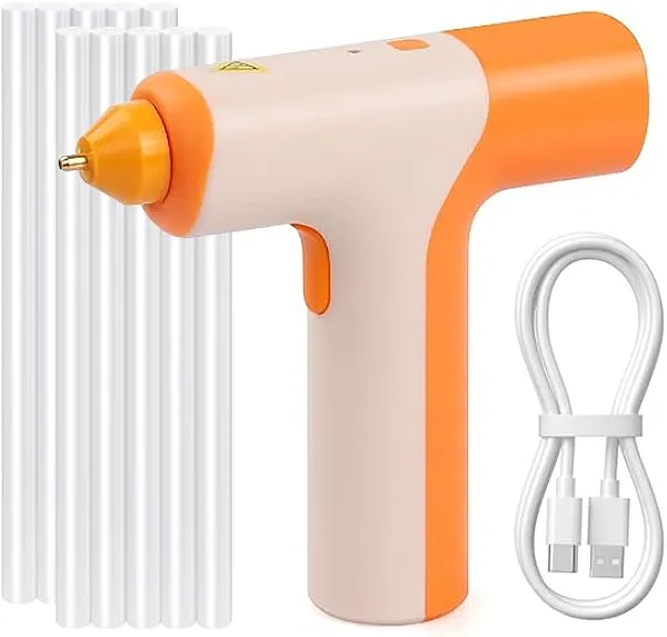 Aootagti Cordless Hot Glue Gun, Dripless Mini Glue Gun Auto Gluing Out, 15s Fast Preheating, Automatic-Safety-Power-Off, Type-C Rechargeable for DIY Crafts, Decorations, School, Home Repairs