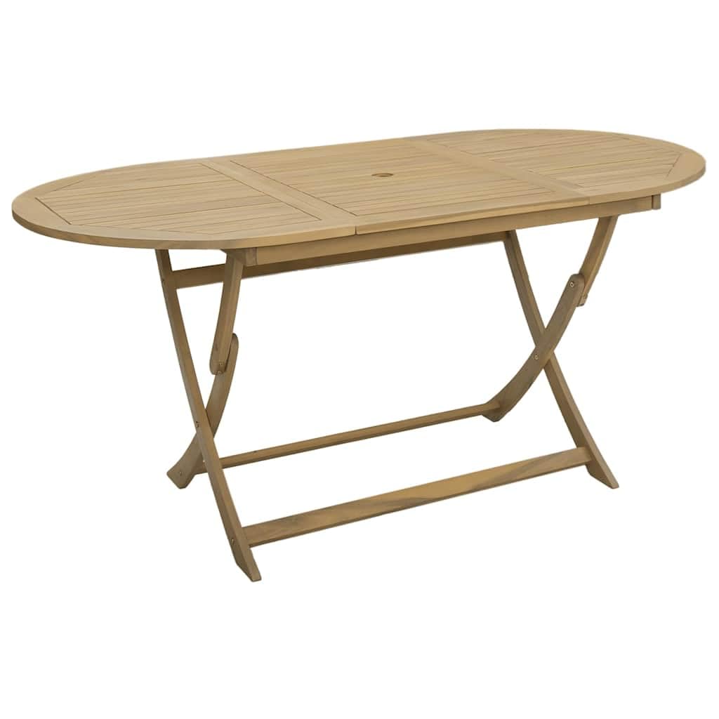Juego de comedor de jardín de madera maciza de acacia plegable con diseño de listones y tablero robusto para 8 sillas y 1 mesa, hasta 110 kg por asiento