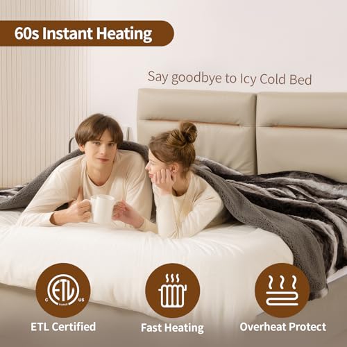 Image of Bearhug Electric Blanket Full Size 77 inch x 84 inch, 10 Heat Settings Heated Blanket, 1-12 Hour Auto Shut-Off, Faux Fur & Sherpa Dual-Sided Heating Blanket, Machine Washable, Gift-Ready Elegant Packaging
