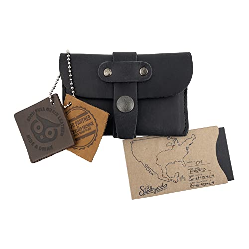 Hide & Drink, Porta-cartões feito à mão de couro de flor integral - elegante, profissional, organiza