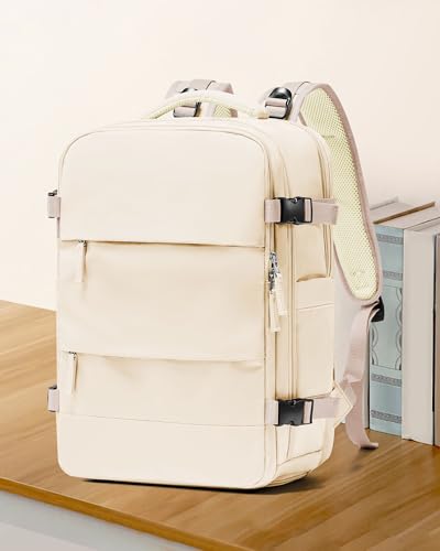 Mochila de Viaje Grande Casual Impermeable 30L Beige miniatura 2