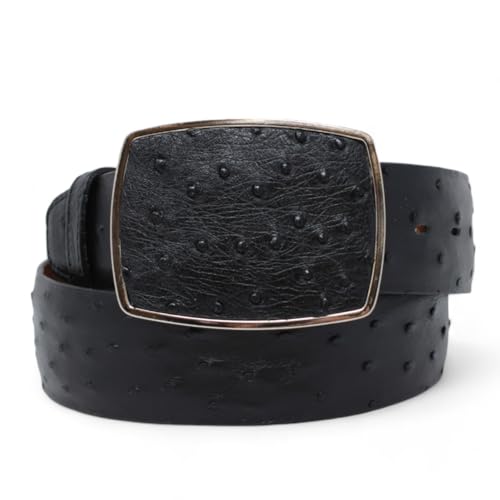 Genuine Black Ostrich Leather Belt for Men