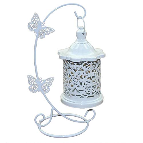 Aovie Candle Holder Hollow Out Hanging Tealight Lanterns Lamp White Decorative Candlestick Craft With Butterfly Hook For Wedding Festival Home Table Hotel Decoration #TOP2
