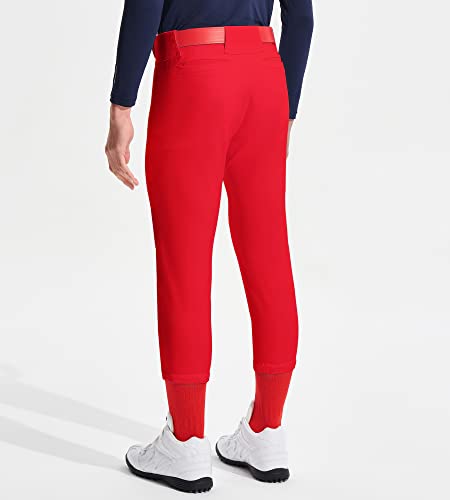 Devoropa Girls Softball Pants Youth Boys Baseball Pants Belted Kids Fastpitch Pants With Pockets Red M #TOP2