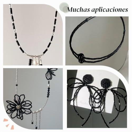 Miniatura 6 de Hobbiesay 1176 Cuentas De Tubo De 6 Tamaños, Cristal De Corneta Negra, Semillas De Corneta Mixtas, Manualidades Surtidas