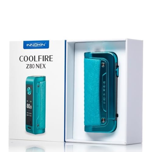 For Innokin CoolFire Z80 NEX Mod 80 W Box Vape (Turquesa) 0,96'' Pantalla TFT rosca 510 MTL/RDL Vaporizador Batería individual 18650 [Batería no incluida] Original - No Nicotine