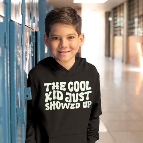 The Cool Kid Just Showed Up Kids' Hoodie - Retro Graphic Hooded Sweatshirt - Funny Design Hoodie for Kids4
