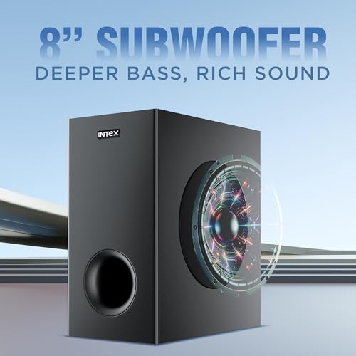 Image of Intex 2.1 Ch 240W Bluetooth Soundbar | 360 Surround Sound & Deep Bass | Remote Control | 6.5 inch Subwoofer, Bluetooth v5 | USB, HDMI, AUX in & Optical Connectivity (Black)