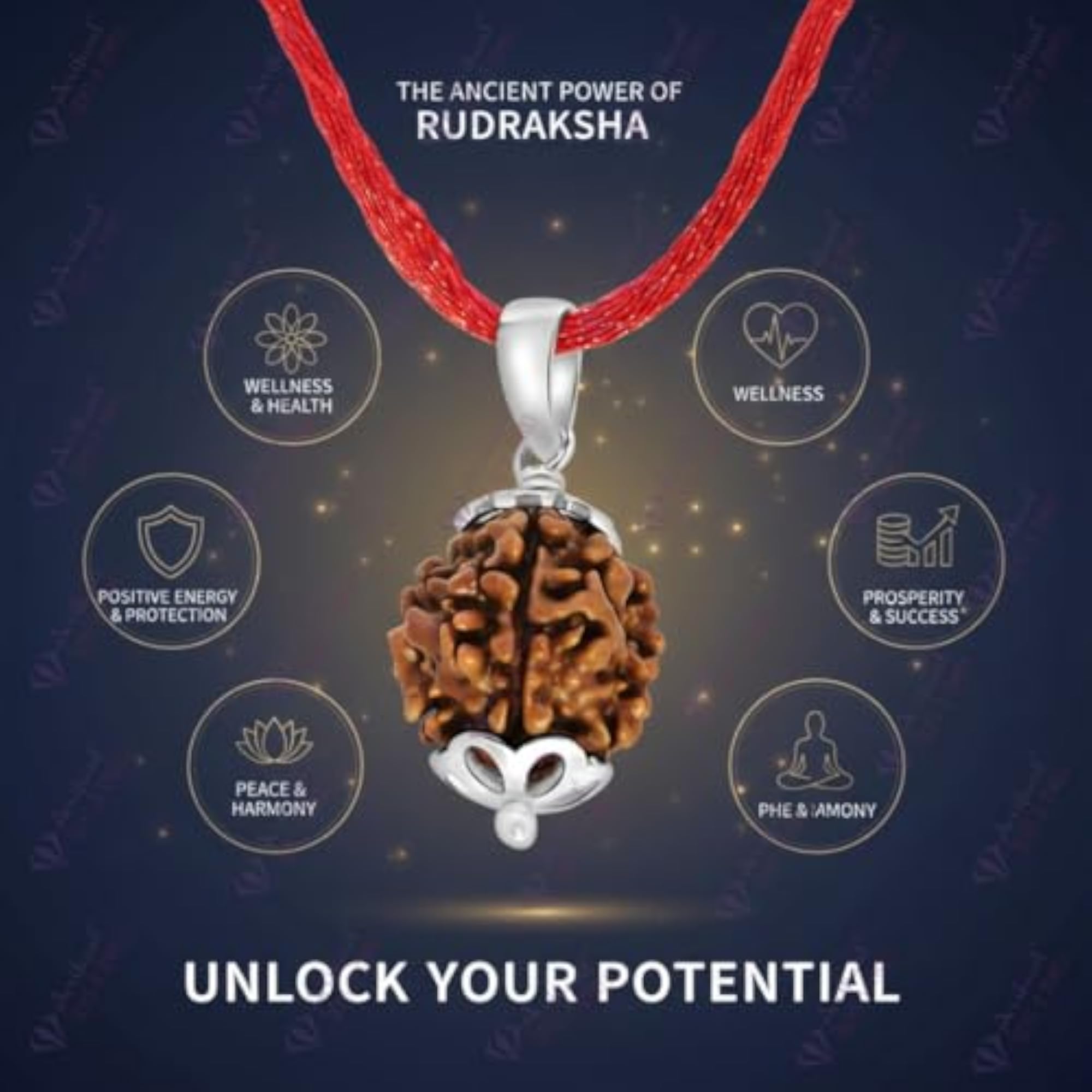 4 Mukhi Original Nepali Rudraksha Pendant with 925 Silver, Spiritual Gift