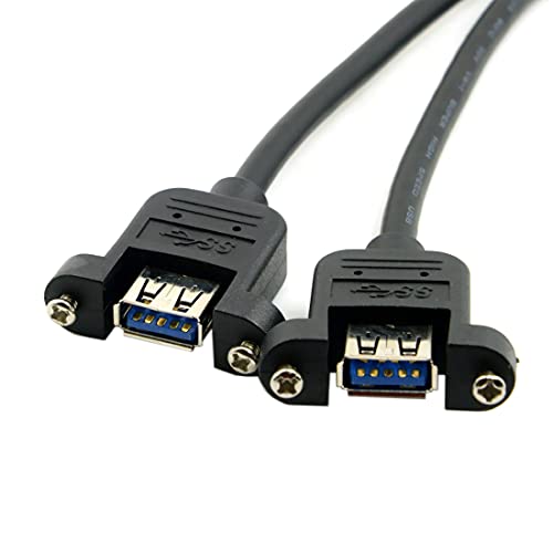 ChenYang CY Motherboard 20 Pin Header Female to USB 3.0 Dual Ports A Female Screw Mount Type Cable Black, 30cm - Image 3