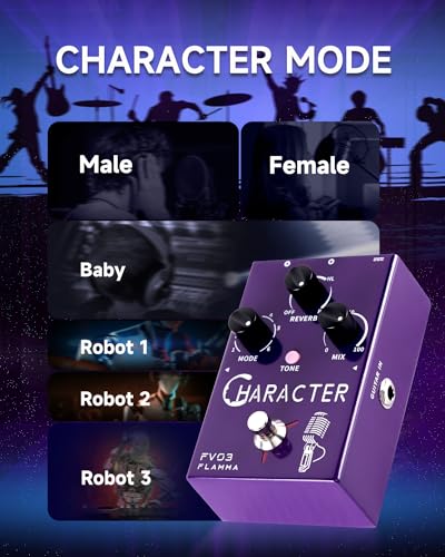 Image of FLAMMA FV03 Vocal Effects Pedal Voice Processor Vocal Amplifier Stompbox Voice Changing Sounds Like Robot Male Female Baby with Delay Reverb Effects for Polishing Up Vocals Includes Guitar Playing
