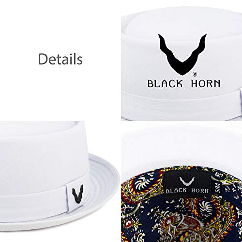 The Hat Depot Cotton & Cotton Herringbone Paisley Lining Premium Quality Porkpie Hat (L/Xl, 1. Cotton - Whith) #TOP4