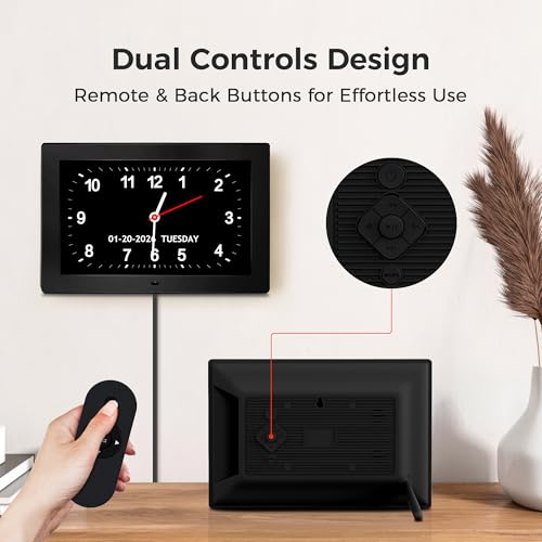 Image of 10.1'' Digital Clock With Date And Time, Dementia Clock, Large Display Alarm Clock For Seniors, 10Reminders, 6Alarms, Auto-Dimming, Auto DST, Remote Control, Gifts For People With Dementia, Black