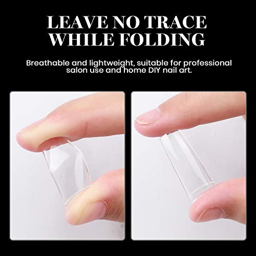 Long Coffin Fake Nail Tips - Beetles Gel Polish Acrylic Clear Artificial False Nails with Case for Acrylic Nail/Dip Powder Nail/Poly Extension Gel Nail, DIY Nail Art Home