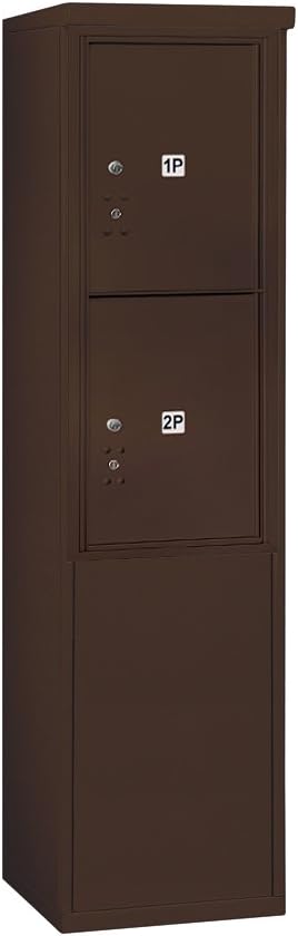 Salsbury Industries 3910S-2PSFP Single Column, Alone Parcel Locker, 2 PL5's, Private Access Free Standing Horizontal 4C Mailbox, Sandstone