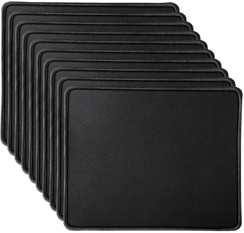 Lot de 10 tapis de souris noirs en tissu pour bureau
