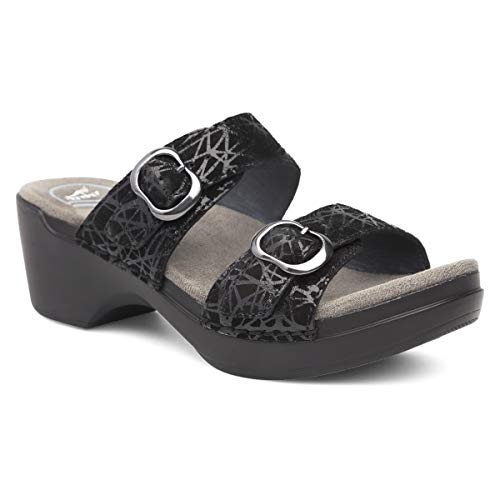 Dansko Women's Sophie Sandal, black drizzle suede, 39 M EU (8.5-9 US)