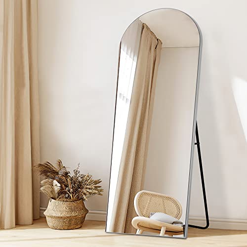 Image of PexFix Arched Full Length Mirror, 65''x22'', Floor Standing, Contemporary Style, Silver Wood Frame
