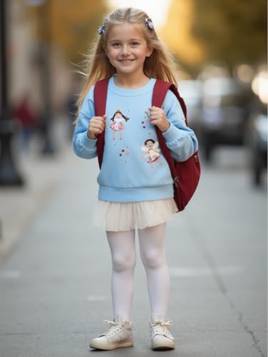 Toddler Girls Sweatshirts Crewneck Shirt Kids Applique Print Long Sleeve Fall Winter Cotton Tops 2-7t3