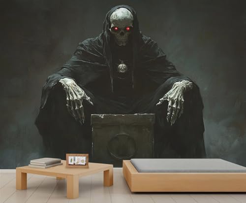 FBRUIEG Grim Reaper Mural, Skeleton Wall Murals, Horror Theme Wallpaper