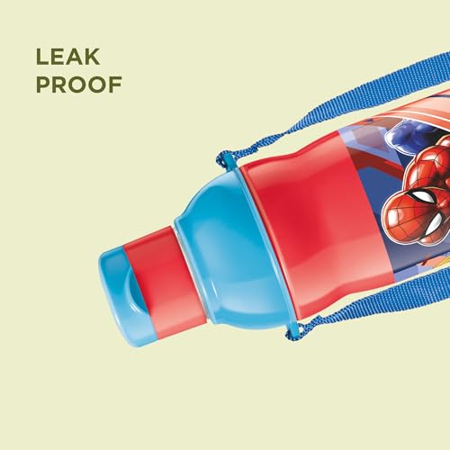Image of Milton Marvel Kool Elite 600 Insulated Water Bottle for School Kids I Food Grade, Leak Proof Flip Top Lid, Easy to Carry Loop, Insulated Thermo Sipper Bottle for Kids, 492 ml, Red (Spider - Man print)