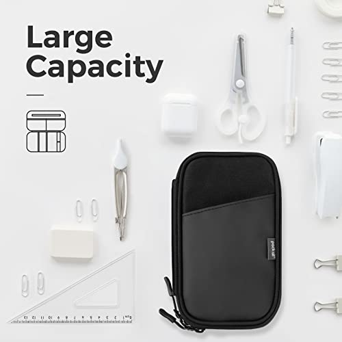 Pack All Pencil Pen Case, Portable Pencil Pouch With Zipper, Compact Stationery Bag Makeup Bag, Pencil Bag For Home Office(Black) #TOP2