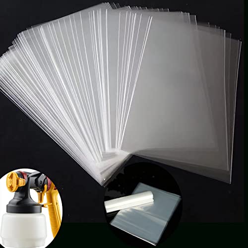 Dexspoeny 50pcs Paint Spray Gun Bag, Disposable Spray Gun Liner Transparent Sprayer Cup Canister Liners for HVLP Wagner Sprayer Accessories/Parts Paint Bucket Liner for Most Spray Guns(9.8 x 11.8 in) by Dexspoeny - Used condition - US$6.71