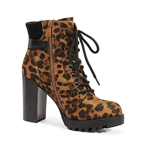Dream Pairs Women's Scandl Leopard High Heel Ankle Bootie Size 7.5 B(M) Us #TOP3