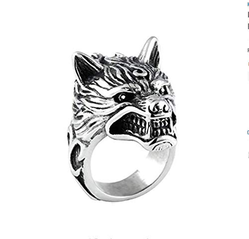 HIJONES Hombres Acero Inoxidable 316l Cabeza del Lobo Knight Anillo Gótico del Motorista Talla 22 HIJONES Hombres Acero Inoxidable 316l Cabeza del Lobo Knight Anillo Gótico del Motorista Talla 22