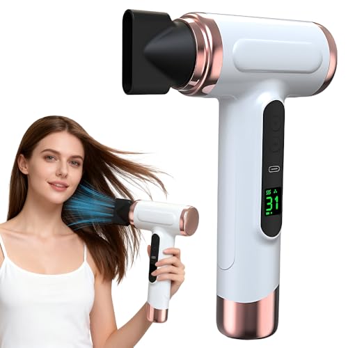 Afenau Phon Senza Fili Ricaricabile USB Aria Calda, Asciugacapelli Senza Fili con 3 Velocità e 3 Impostazioni Di Temperatura, Phon A Batteria, Phon Capelli A Batteria per Viaggi e Campeggio