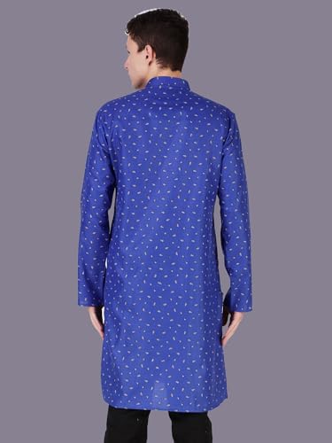 Image of SKAVIJ Mens Cotton Long Sleeve Tunic Printed Kurta