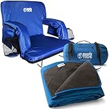 BRAWNTIDE Stadium Seat [Wide Size] with Outdoor Waterproof Blanket [Royal Blue]